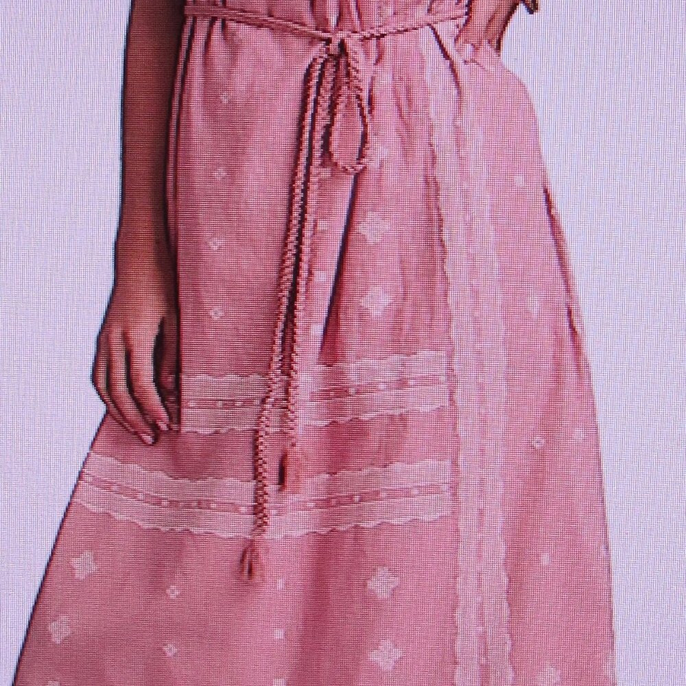 LUCKY BRAND MIDI COTTON DRESS Sz XXL NEW + TAG  $129 GORGEOUS FABRIC PINK - Picture 4 of 8